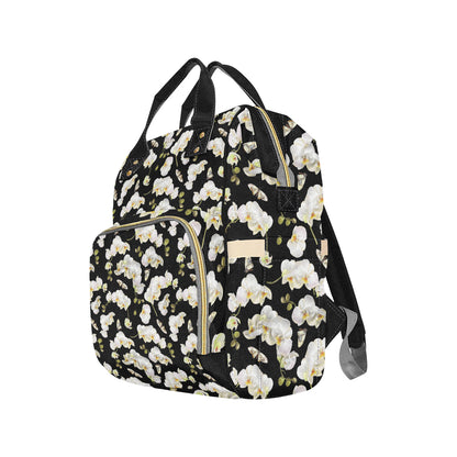 Orchid White Pattern Print Design OR011 Diaper Bag Backpack