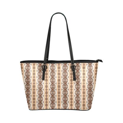 Native Classic Pattern Print Leather Tote Bag