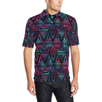 Tribal aztec Dark Multicolor Men Polo Shirt
