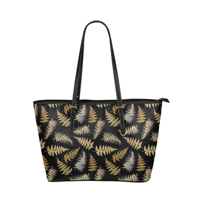 Fern Leave Bright Print Pattern Leather Tote Bag