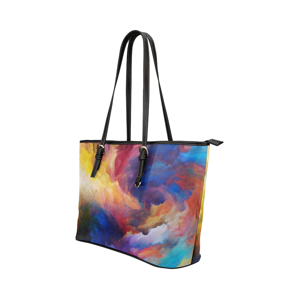 Vortex Twist Swirl Water Color Design Leather Tote Bag