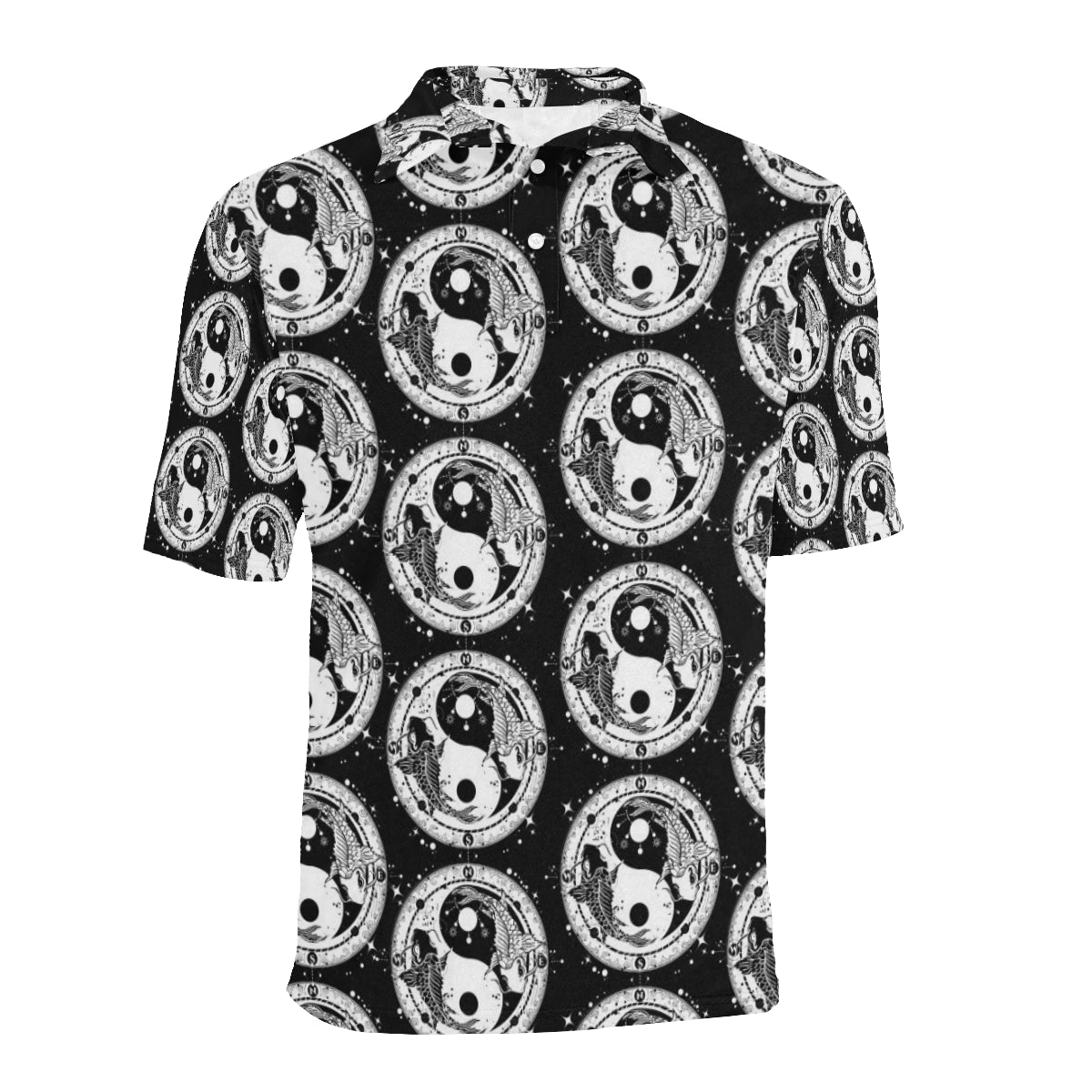 Yin Yang Koi Fish Men Polo Shirt