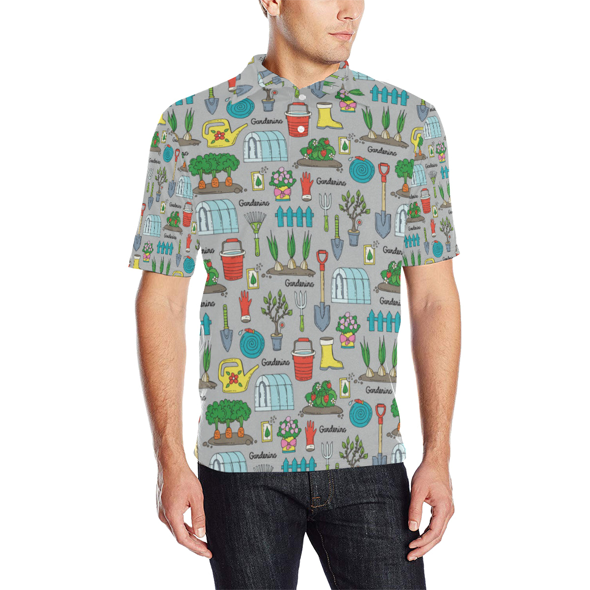 Gardening Pattern Print Design G07 Men Polo Shirt