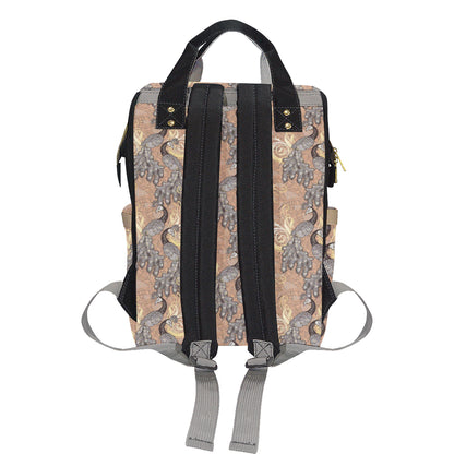 Peacock Pattern Print Design A05 Diaper Bag Backpack