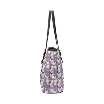 Chihuahua Happy Pattern Leather Tote Bag