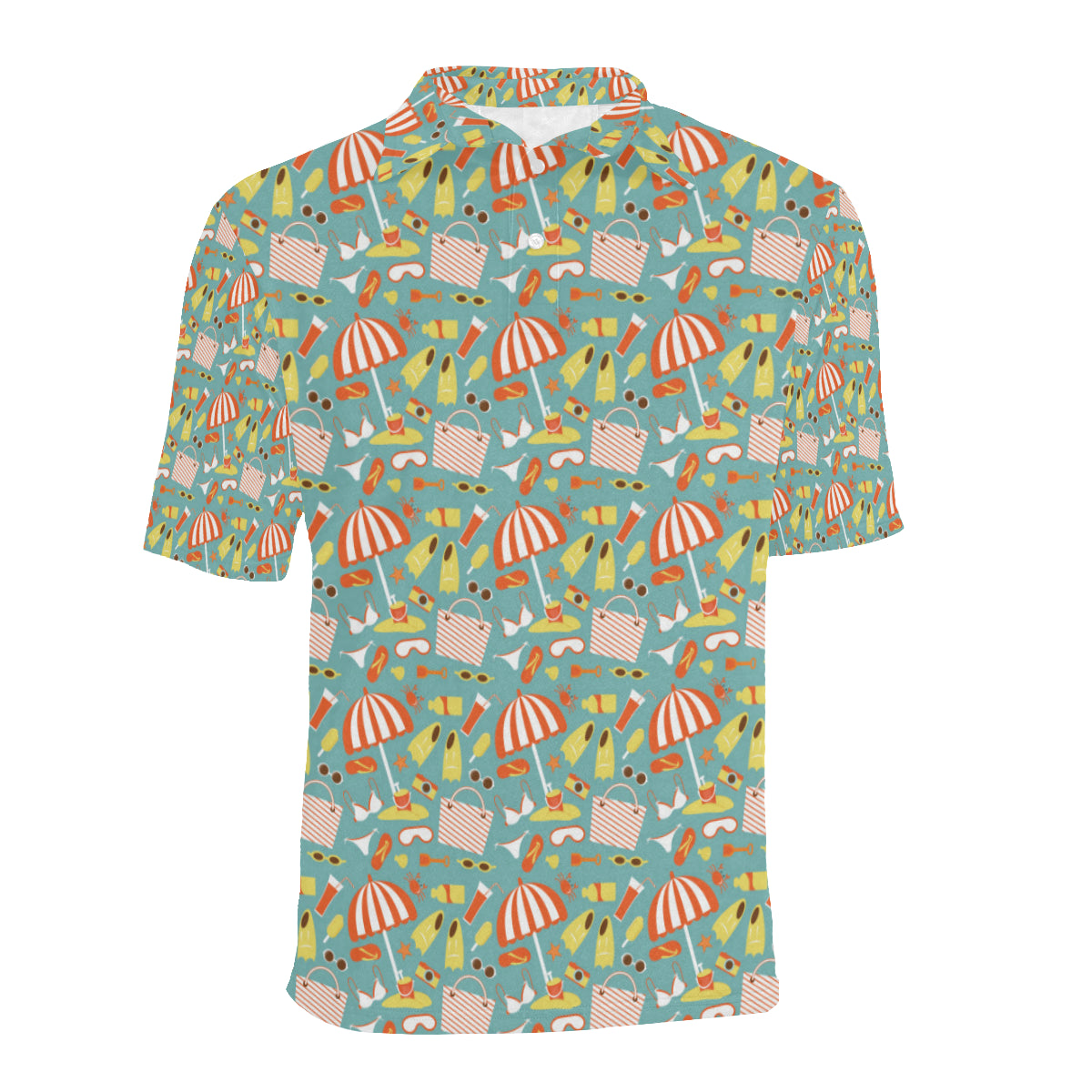 Beach Scene Pattern Print Design 02 Men Polo Shirt