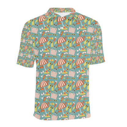 Beach Scene Pattern Print Design 02 Men Polo Shirt