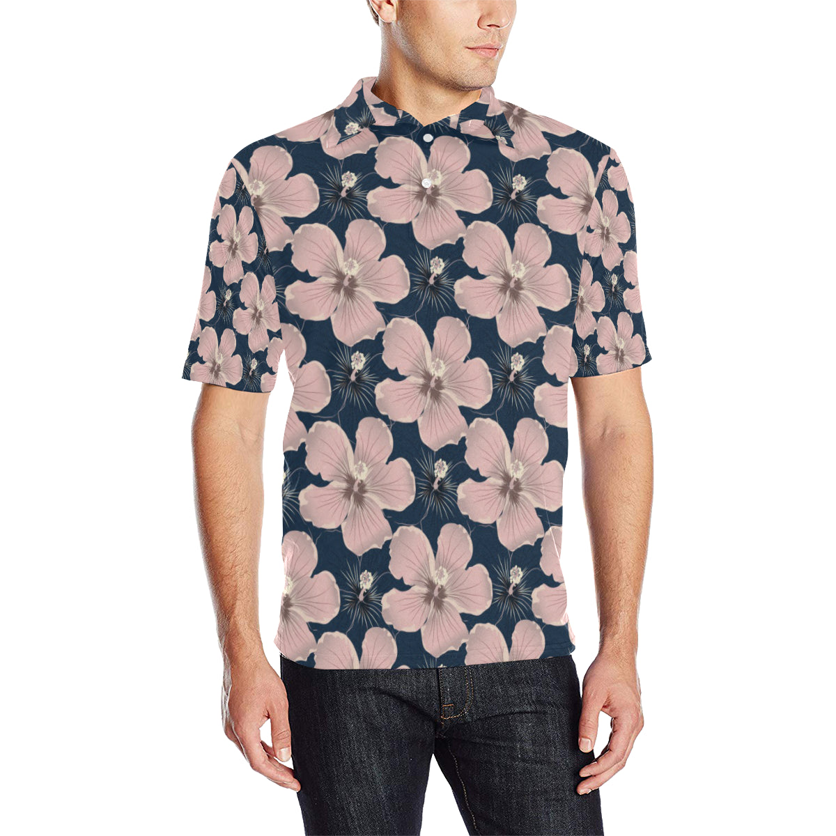 Plumeria Pattern Print Design PM018 Men Polo Shirt