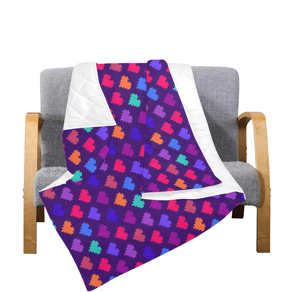 Heart Pixel Pattern Print Design HE03 Premium Quilt