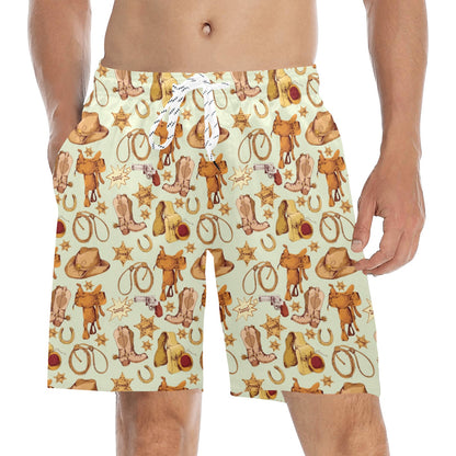 Western Cowboy Design Pattern Men's Swim Trunks Beach Shorts