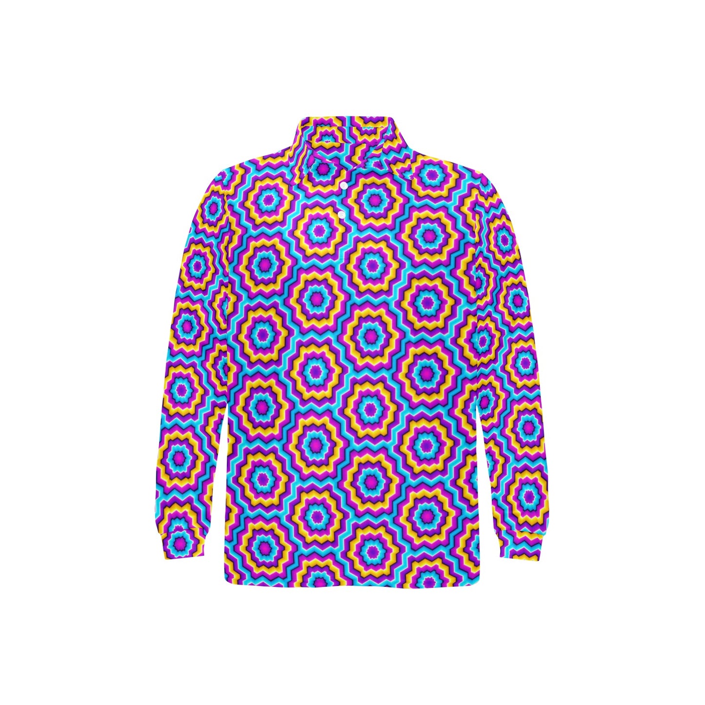 Optical illusion Techno Movement Long Sleeve Polo Shirt For Men's