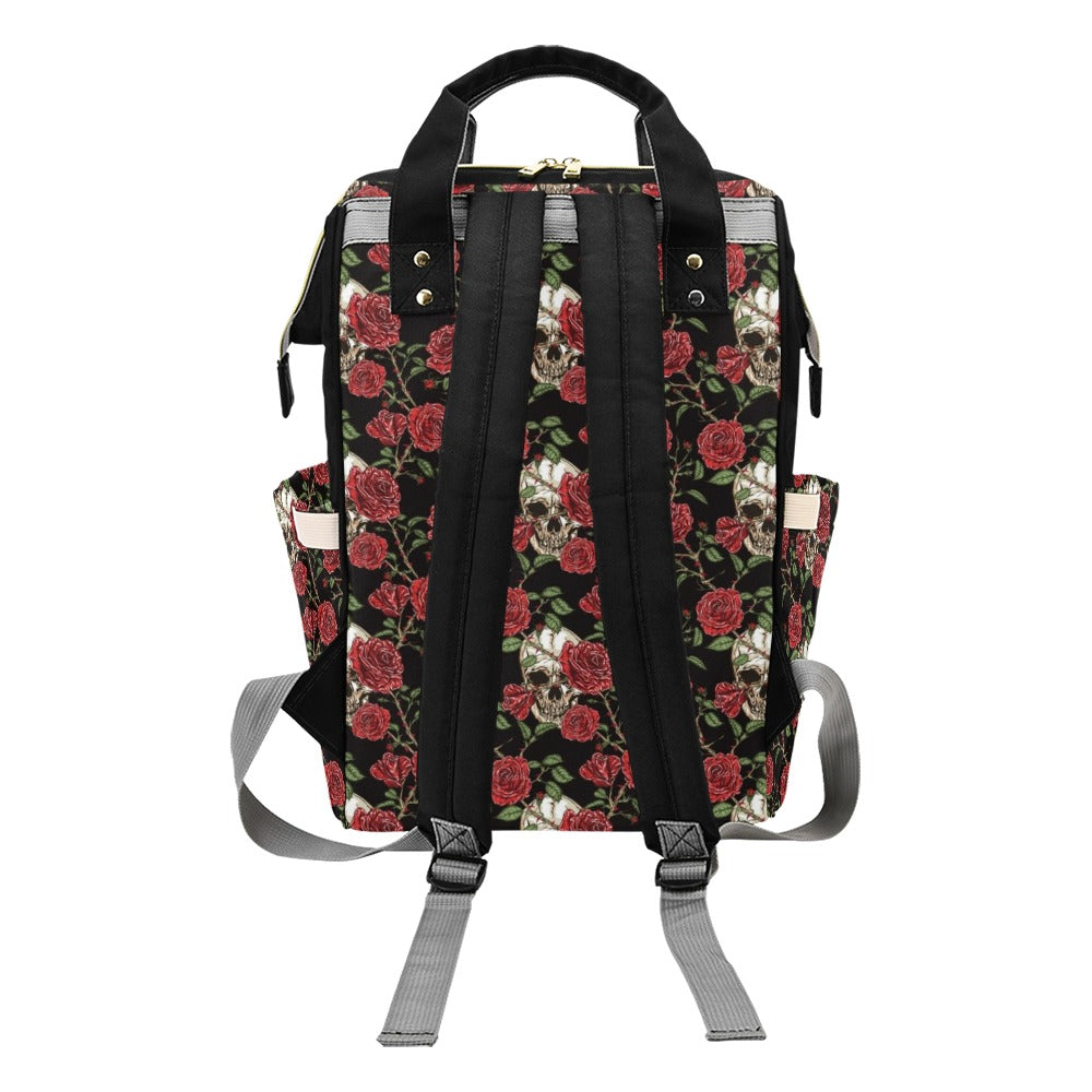 Skull And Roses Print Design LKS303 Diaper Bag Backpack