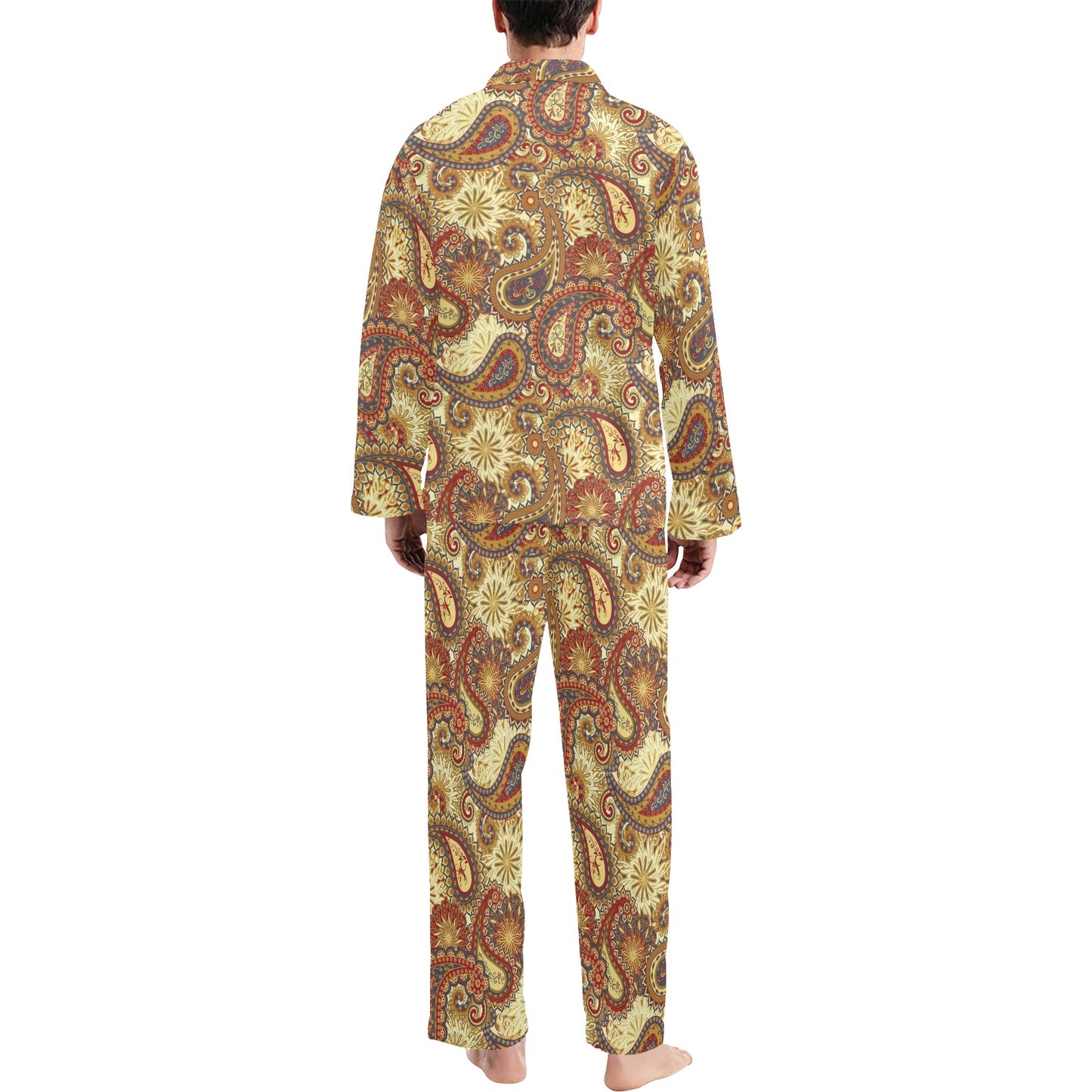 Boho Pattern Print Design 08 Men's Long Pajama Set
