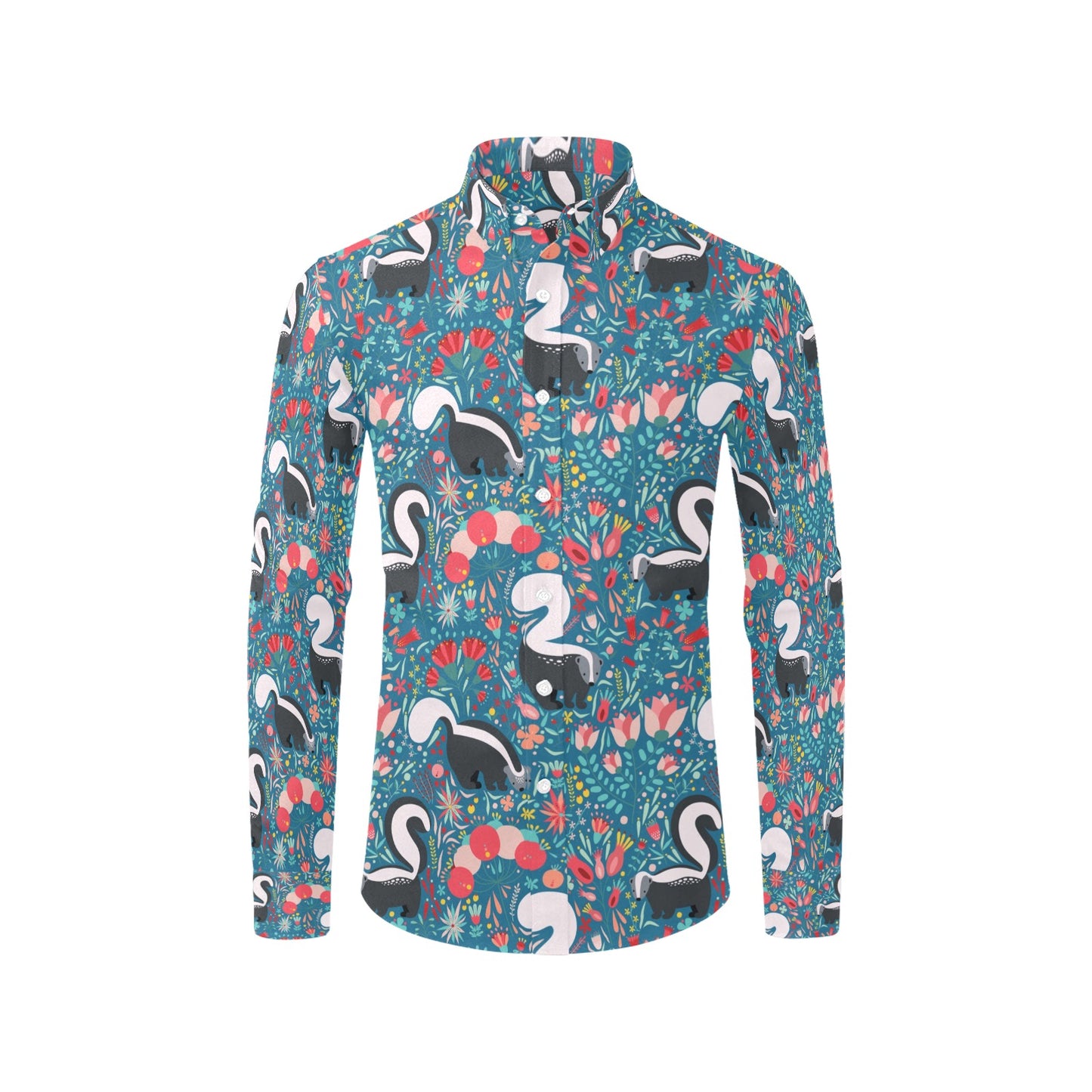 Skunk Print Design LKS302 Men's Long Sleeve Dress Shirt
