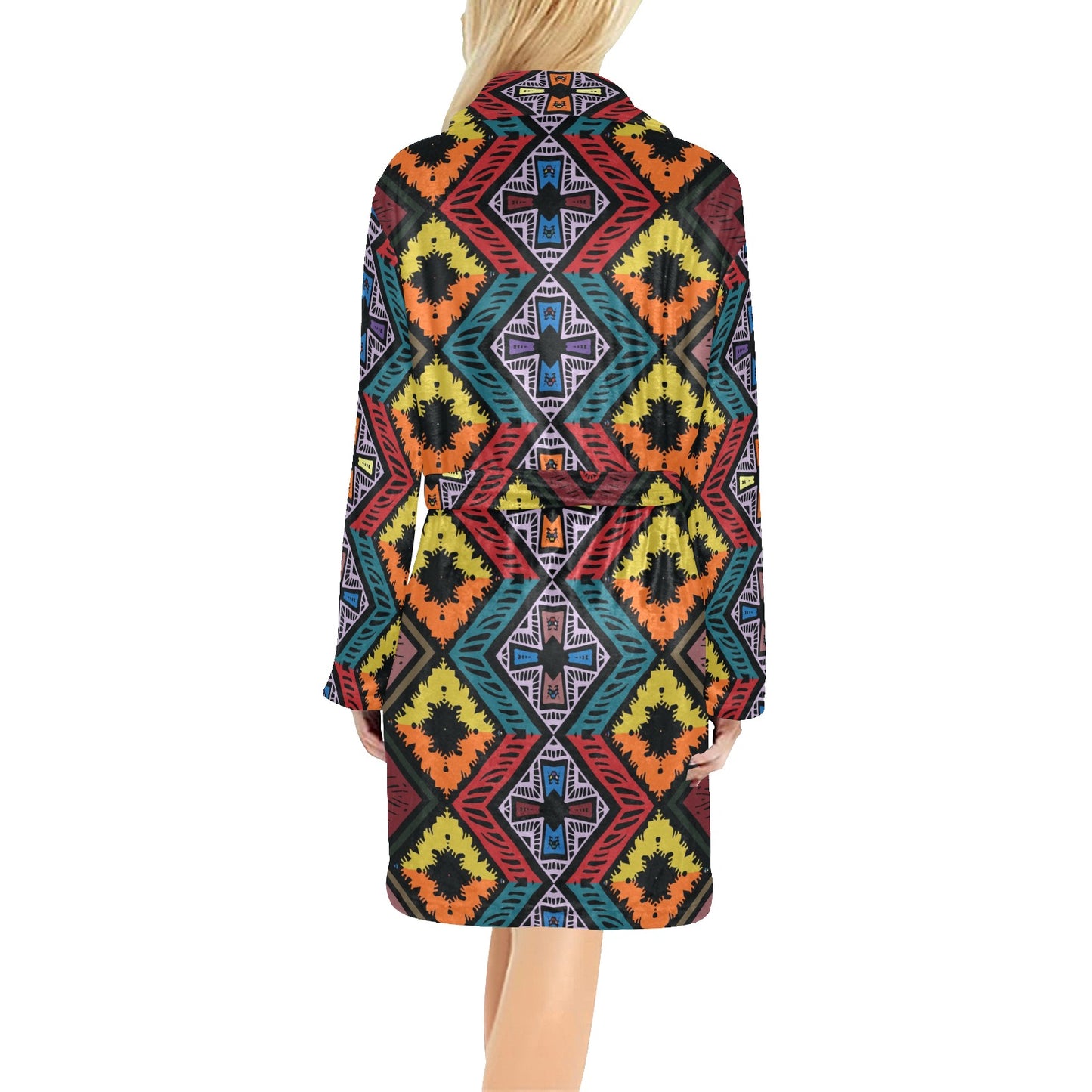 African Pattern Print Design 08 Women's Fleece Robe