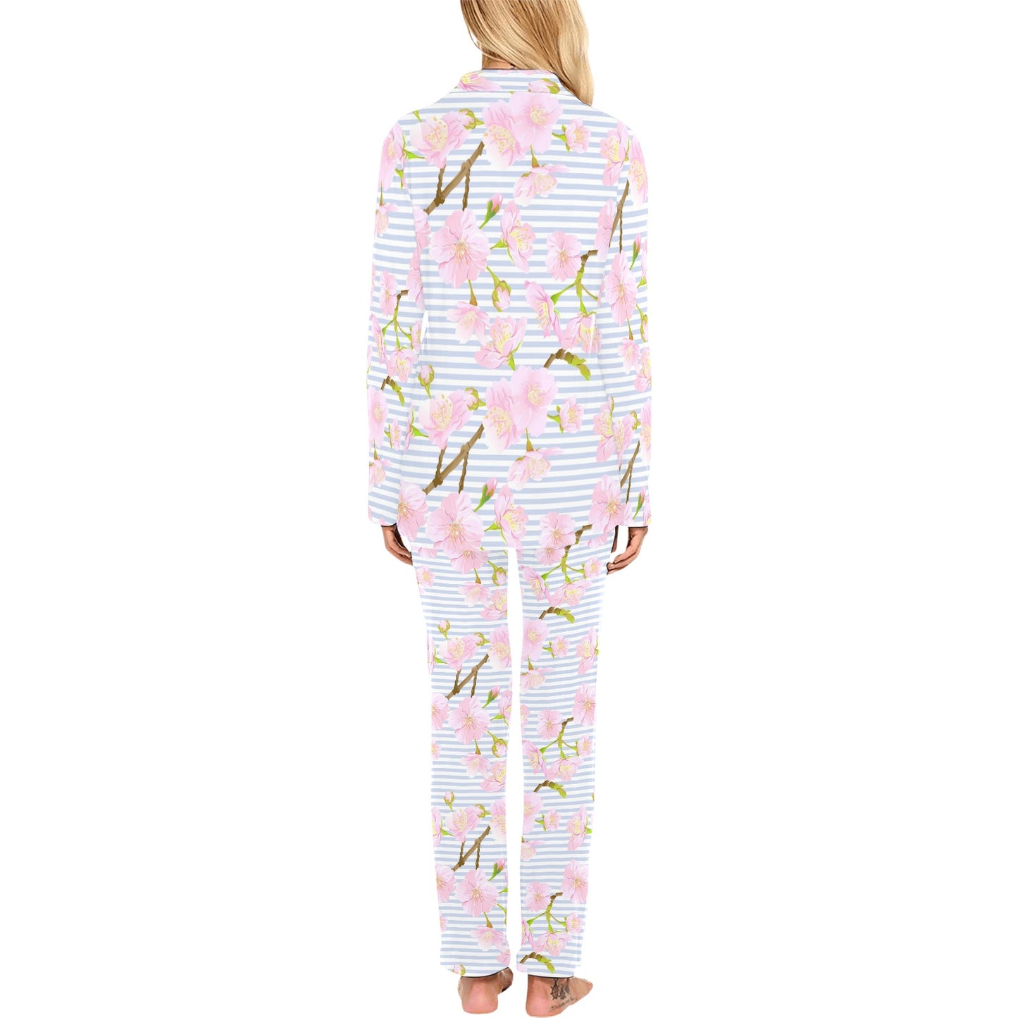 Pink Cherry Blossom Sakura Women's Long Pajama Set