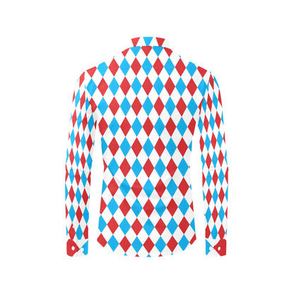 Harlequin Print Design LKS402 Men's Long Sleeve Dress Shirt