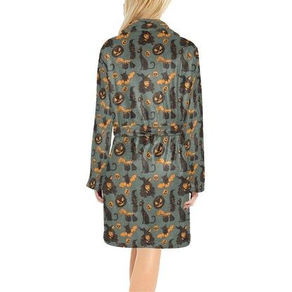 Witch Bat Halloween Print Design LKS305 Women's Fleece Robe