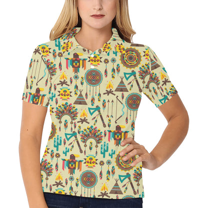 Tribal indians native american aztec Women's Polo Shirt