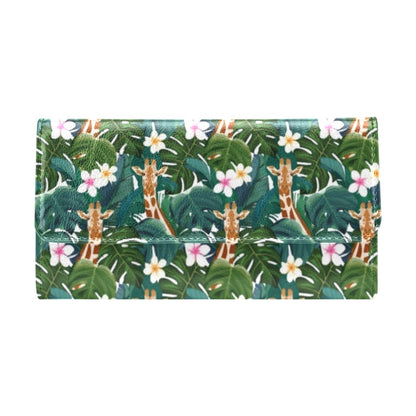 Giraffe Jungle Design Print Women's Trifold Wallet