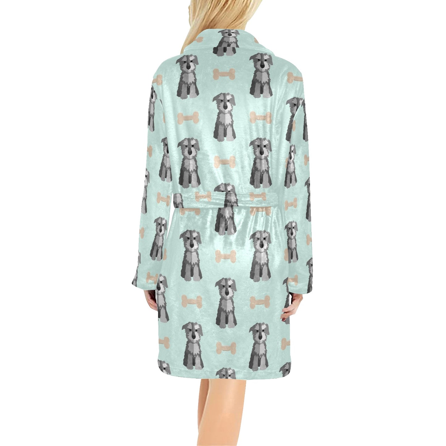 Schnauzers Pattern Print Design A03 Women's Fleece Robe