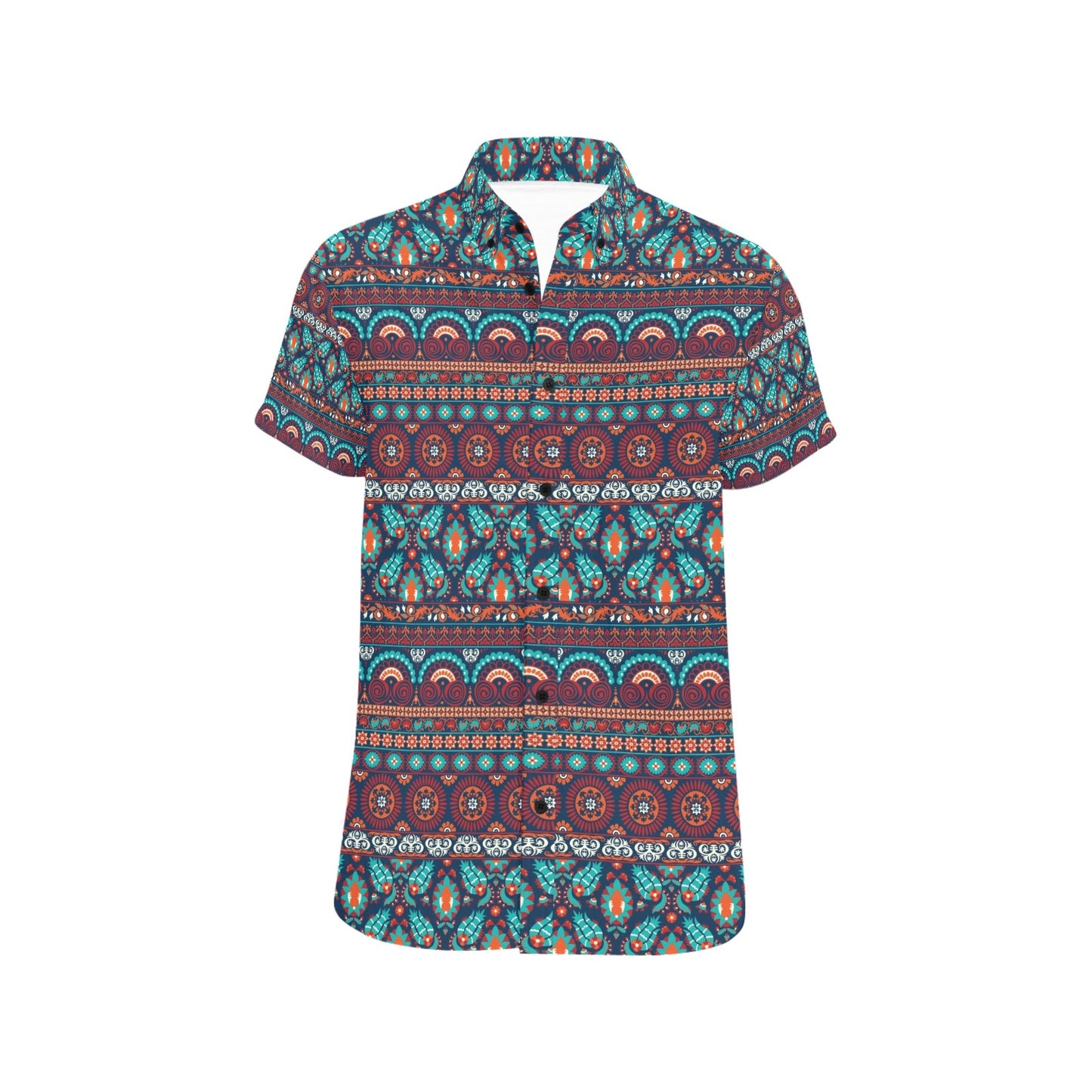 Suzani Print Design LKS302 Men Short Sleeve Button Up Shirt