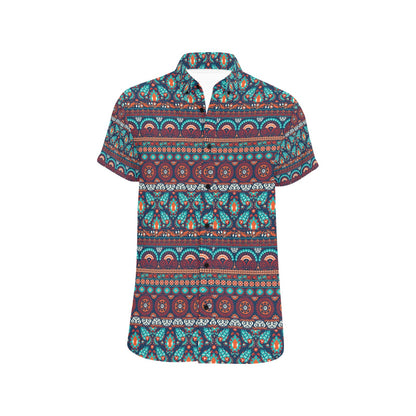 Suzani Print Design LKS302 Men Short Sleeve Button Up Shirt