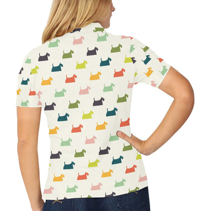 Scottish Terriers Print Design LKS305 Women's Polo Shirt