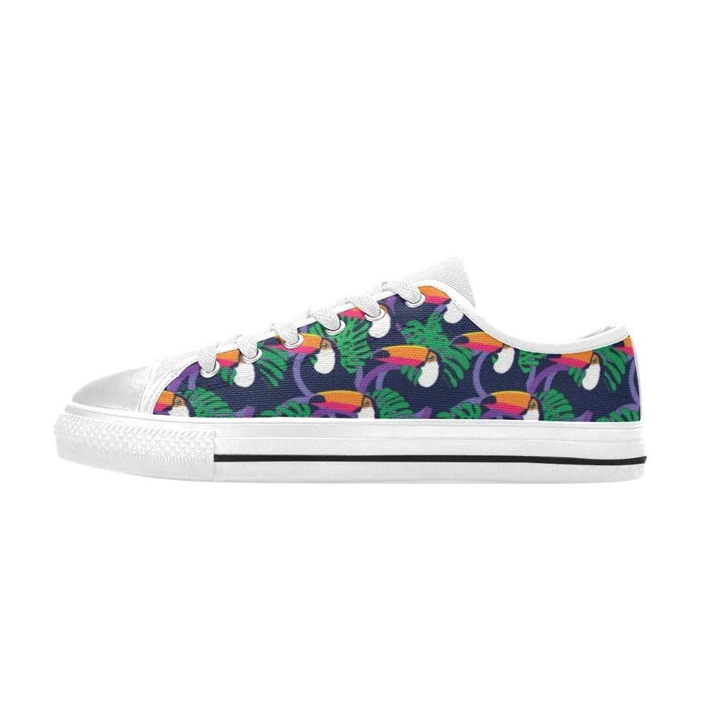 Toucan Print Design LKS302 Women's White Low Top Shoes
