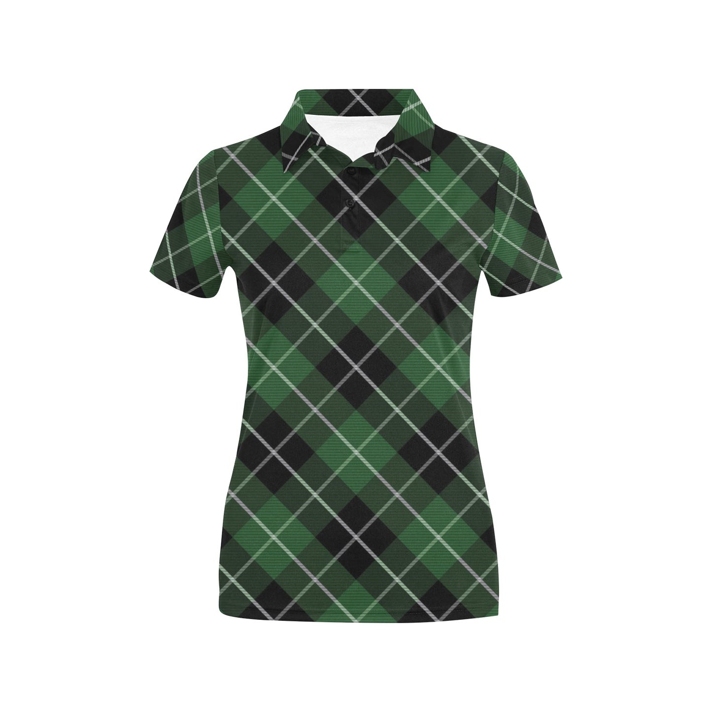 Plaid Green Pattern Print Design A05 Women's Polo Shirt