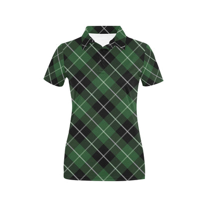 Plaid Green Pattern Print Design A05 Women's Polo Shirt
