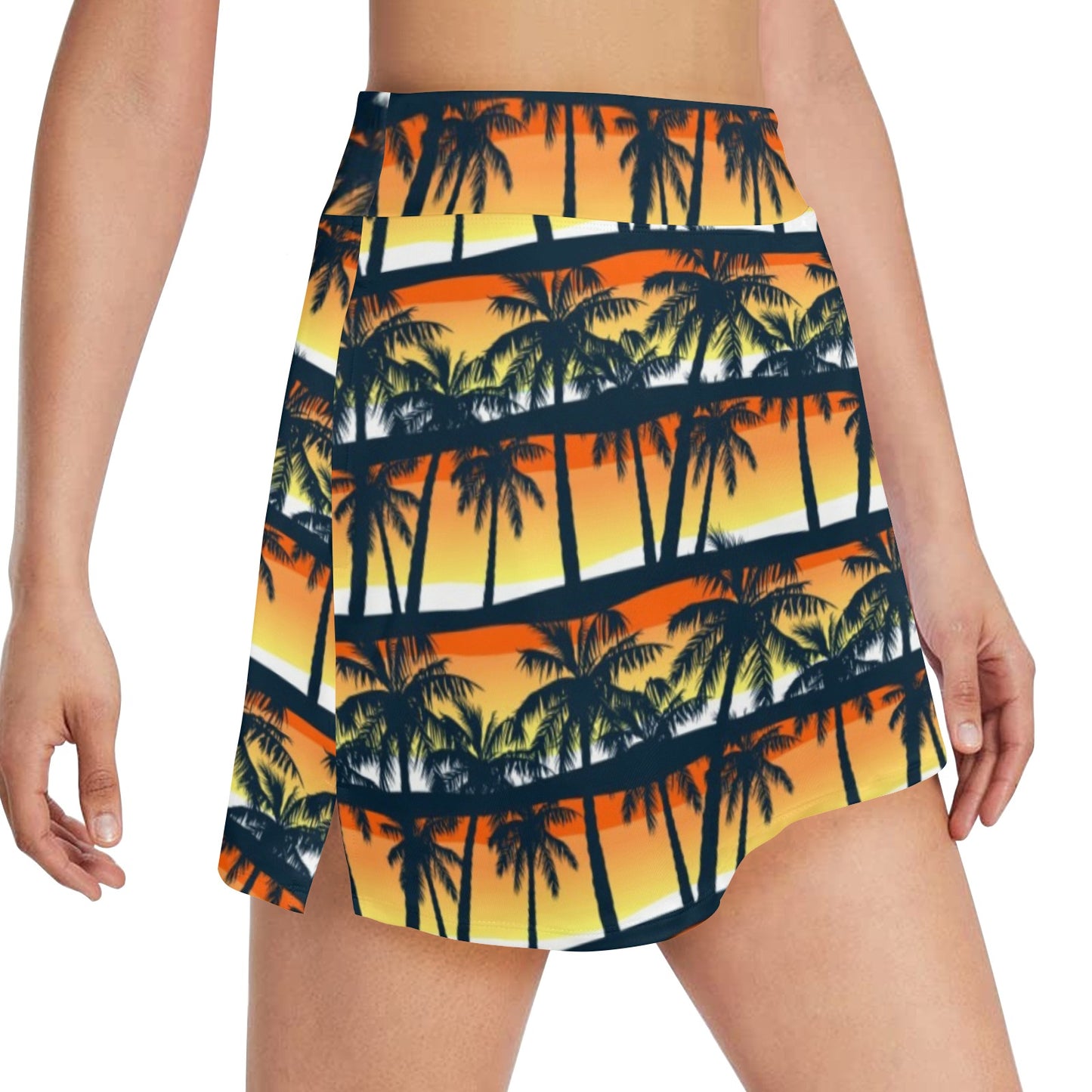 Palm Tree Sunset Design Print 17" Golf & Pickleball Skort with Pockets