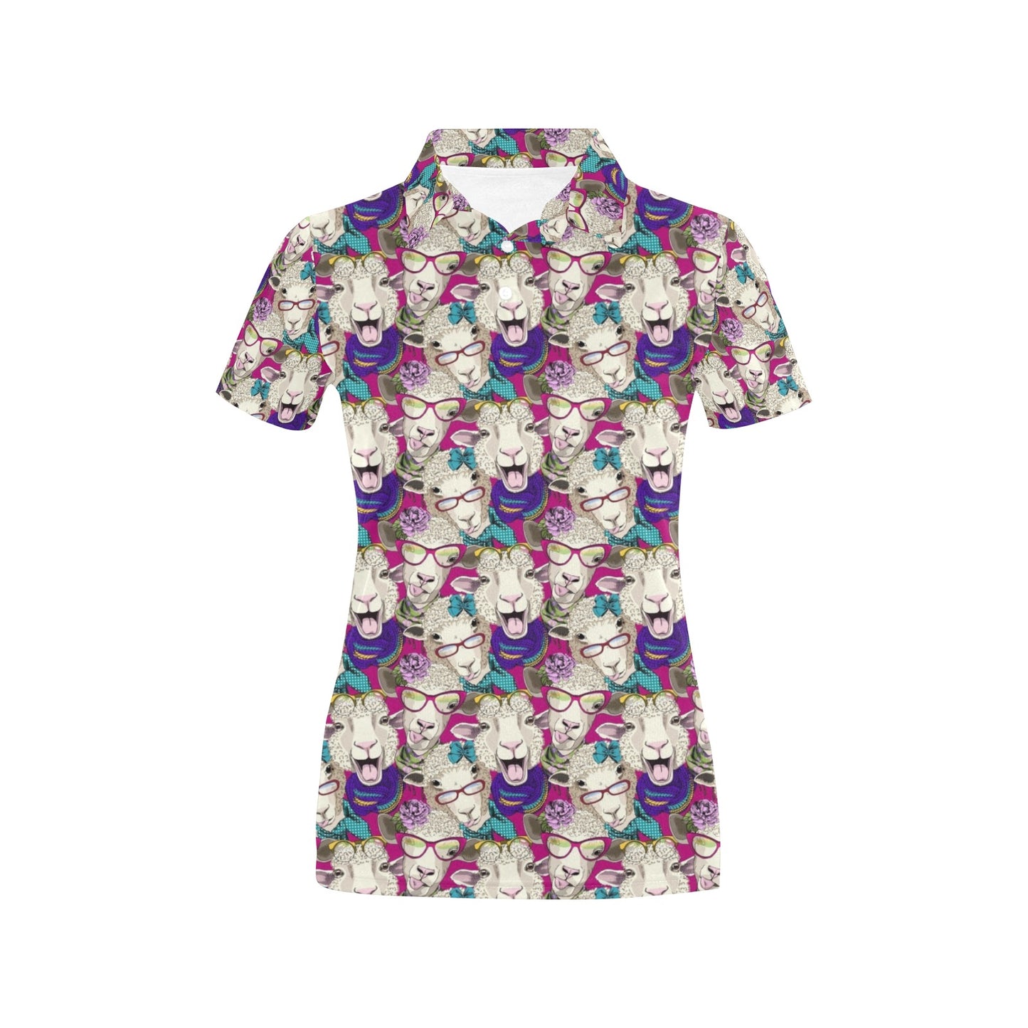 Sheep Print Design LKS403 Women's Polo Shirt
