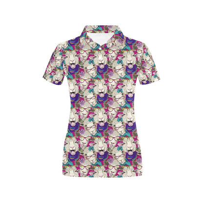Sheep Print Design LKS403 Women's Polo Shirt