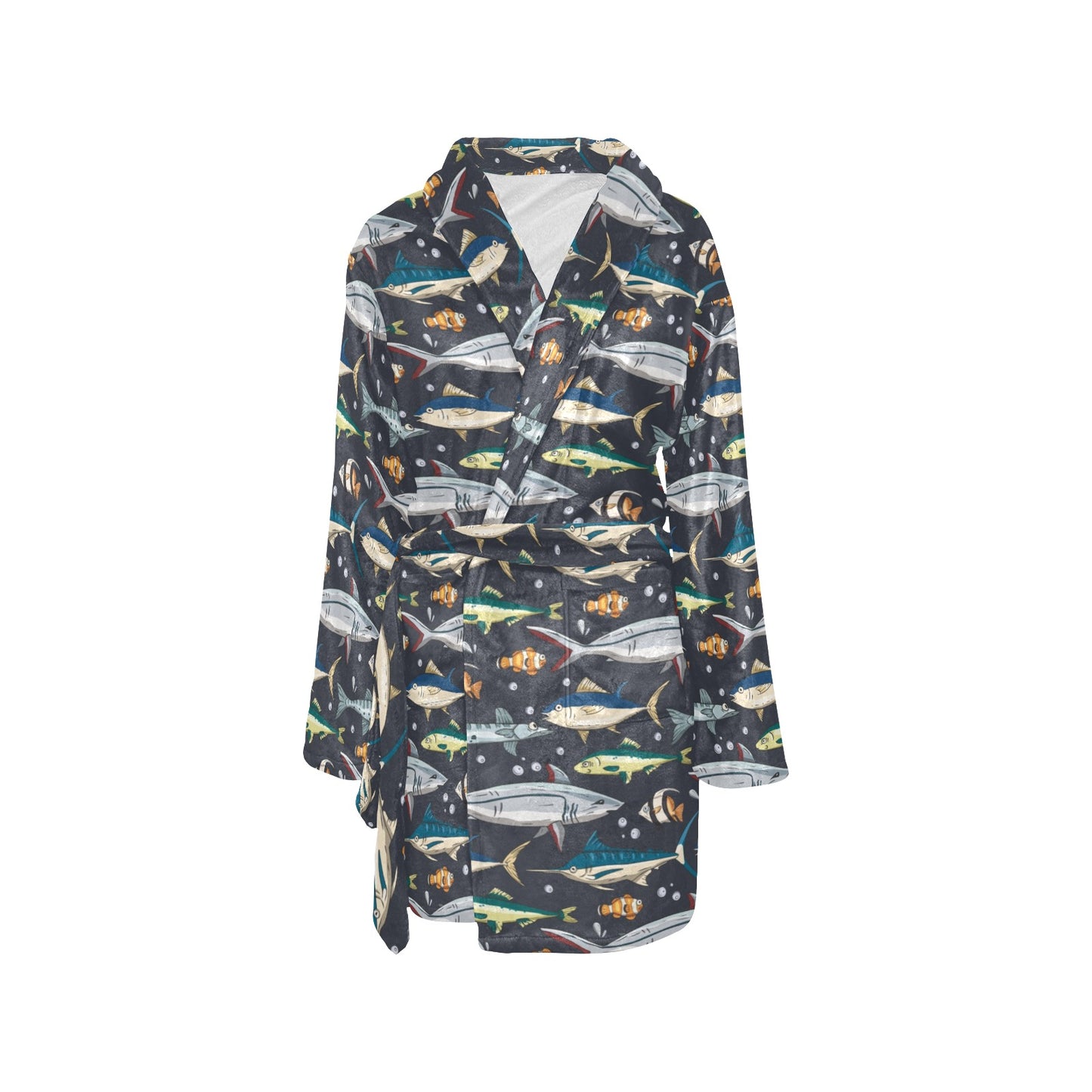 Swordfish Pattern Print Design 04 Women's Fleece Robe