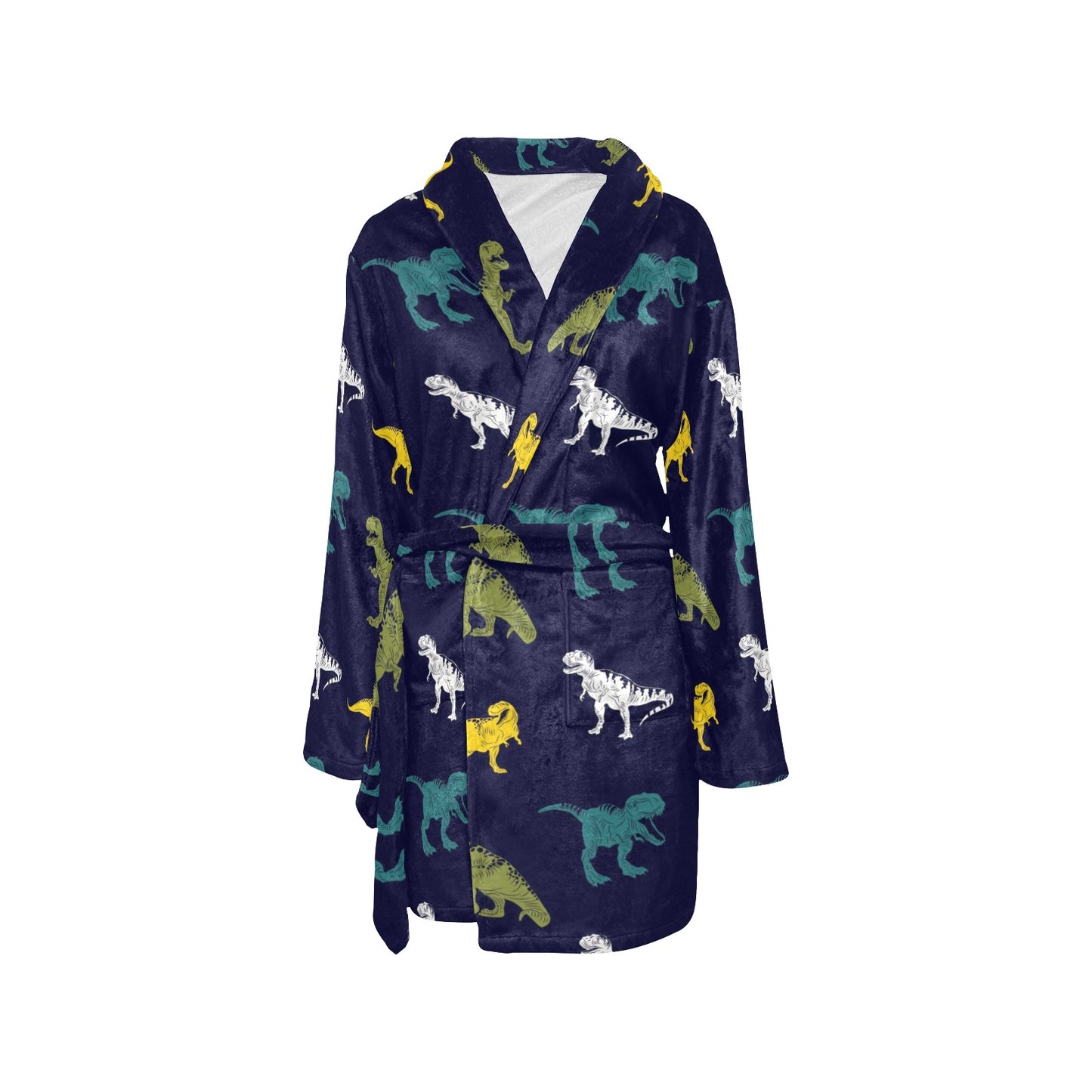T Rex Pattern Print Design A07 Women's Fleece Robe