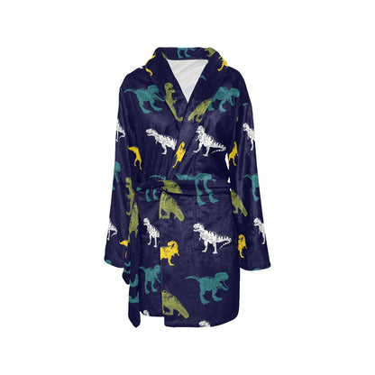 T Rex Pattern Print Design A07 Women's Fleece Robe