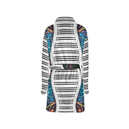 Piano Pattern Print Design 01 Women's Fleece Robe