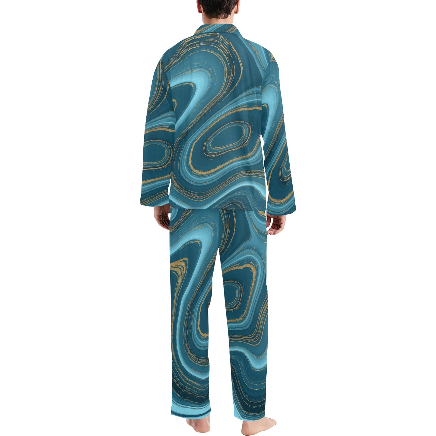 Liquid Pattern Print Design 04 Men's Long Pajama Set