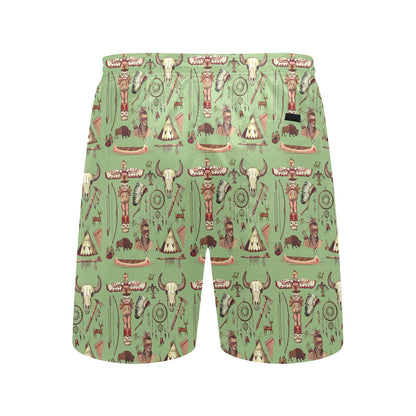 Native Indian Themed Design Print Men's Swim Trunks Beach Shorts