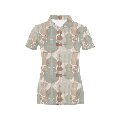 Violin Pattern Print Design 01 Women's Polo Shirt