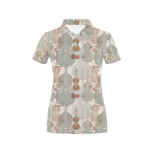 Violin Pattern Print Design 01 Women's Polo Shirt