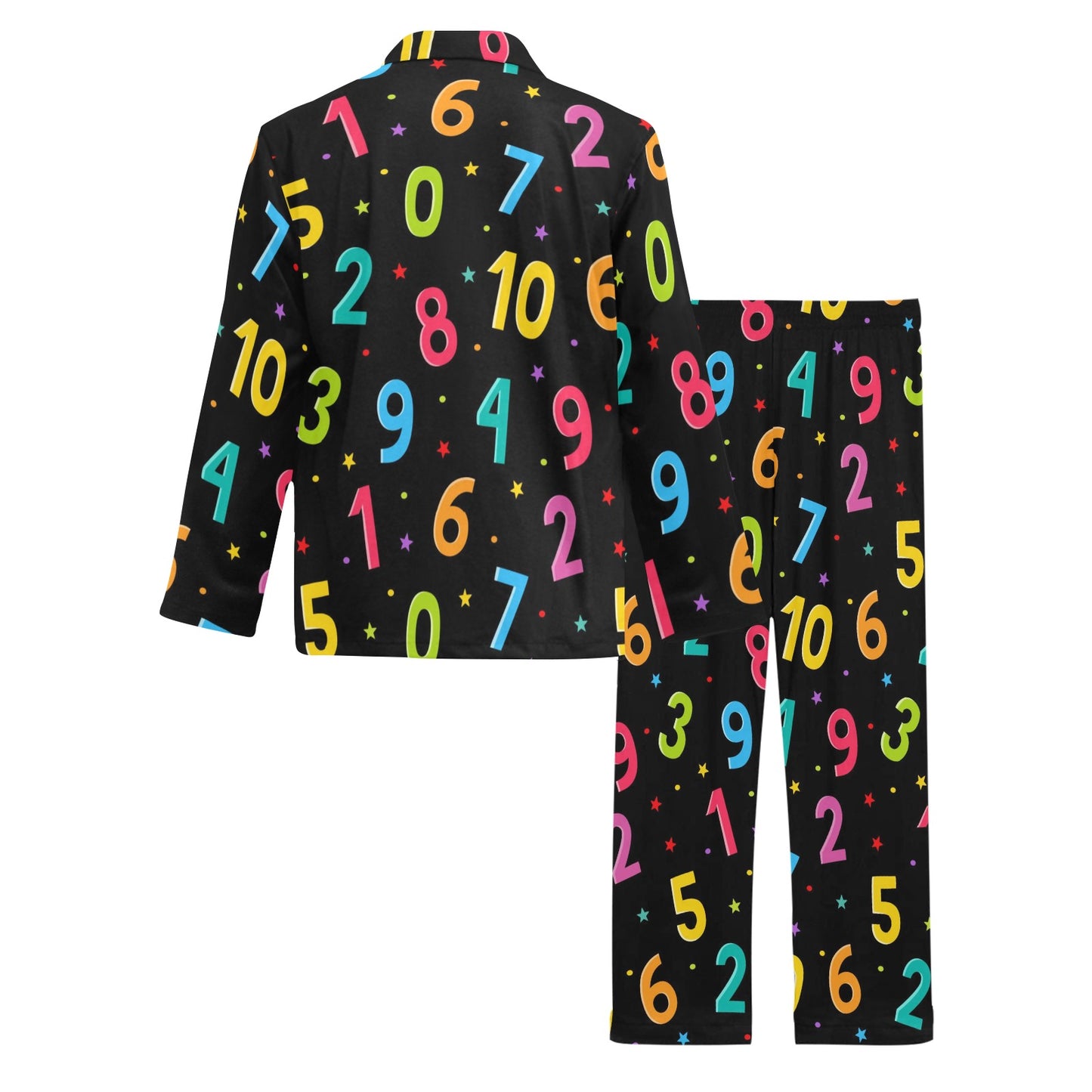 Number Pattern Print Design A04 Men's Long Pajama Set