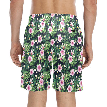 Hibiscus Tropical Print Design LKS309 Men's Swim Trunks Beach Shorts
