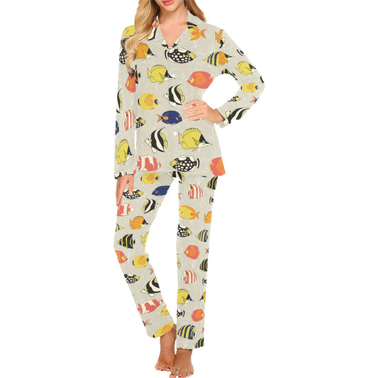 Angelfish Print Design LKS401 Women's Long Pajama Set