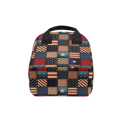 American flag Patchwork Design Insulated Lunch Bag