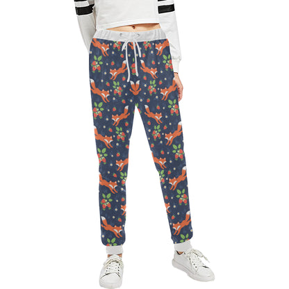 Fox Strawberry Print Pattern Unisex Sweatpants
