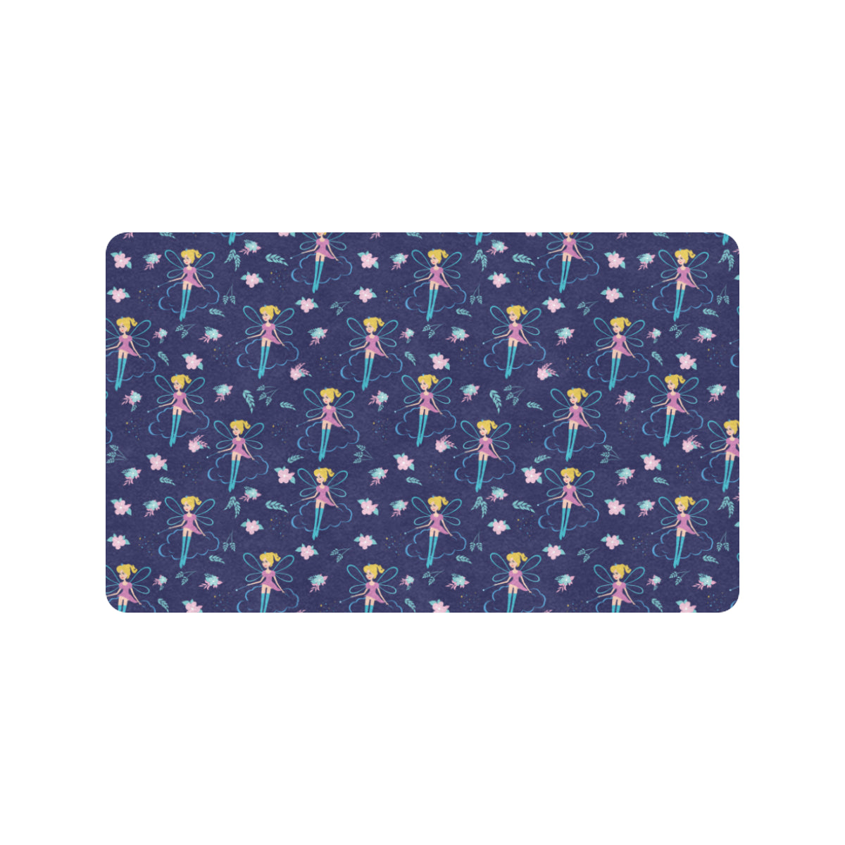 Fairy Cartoon Style Print Pattern Rubber Doormat