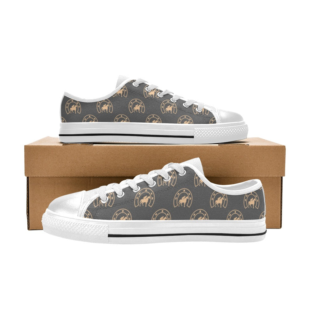 Horseshoe Print Design LKS306 Women's White Low Top Shoes