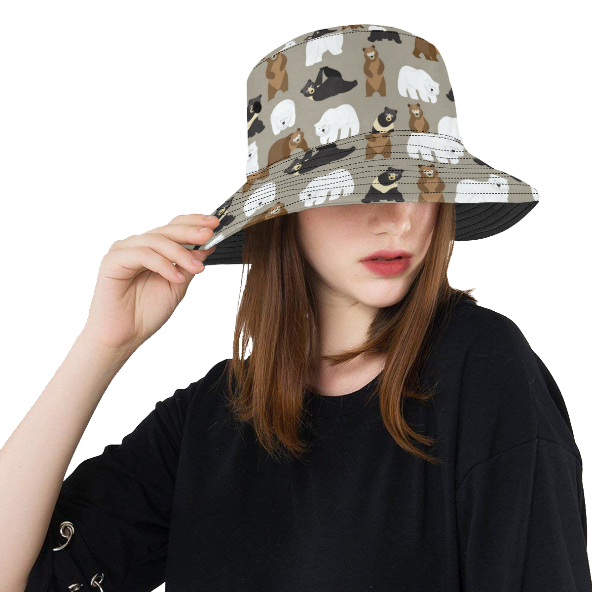 Bear Pattern Print Design BE03 Unisex Bucket Hat